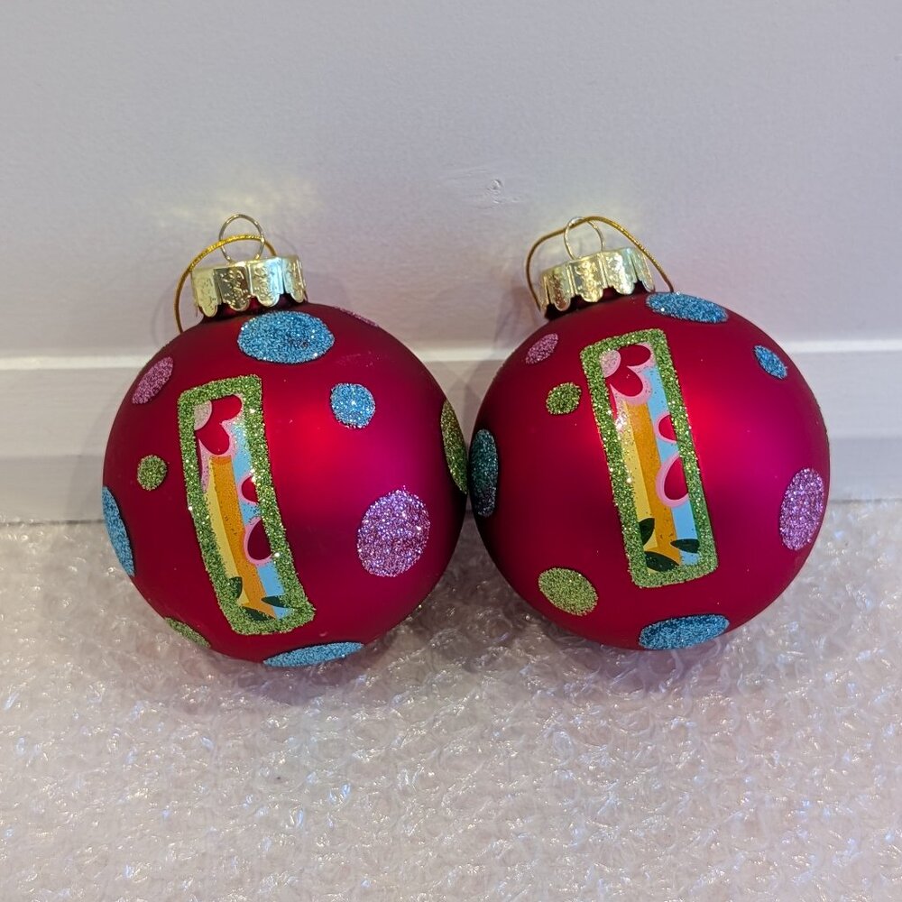 2 Kurts Adler Inc Pink and Sparkly Ornaments